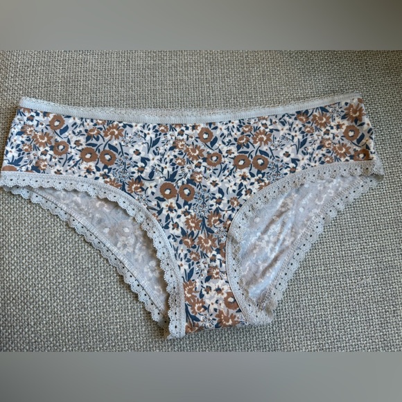 Pact Other - Pact Blue and White Lace Trim Panties
